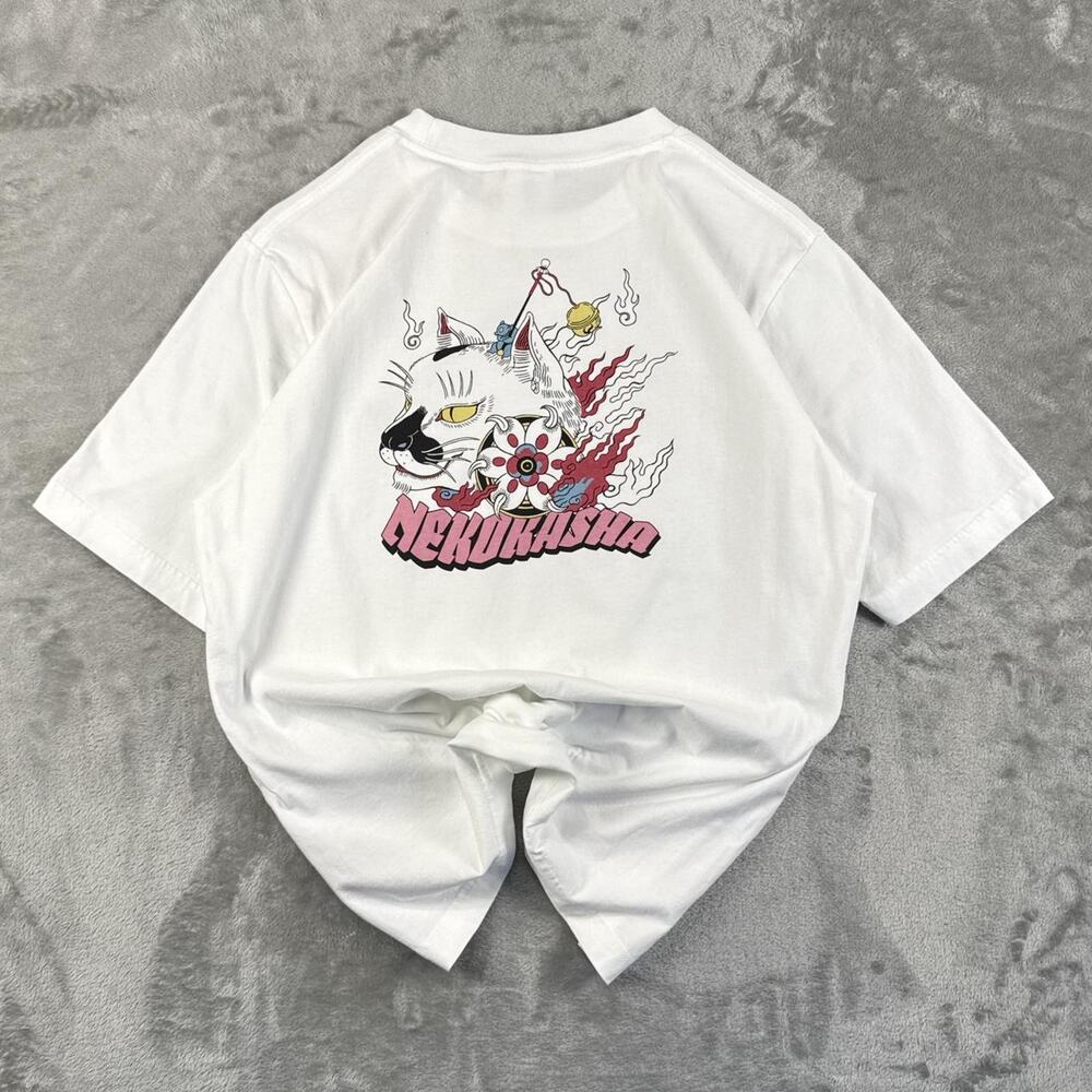 GU Ayako Ishiguro Neko Kasha Haunted Cat White Graphic T-shirt Size Medium - Picture 2 of 8